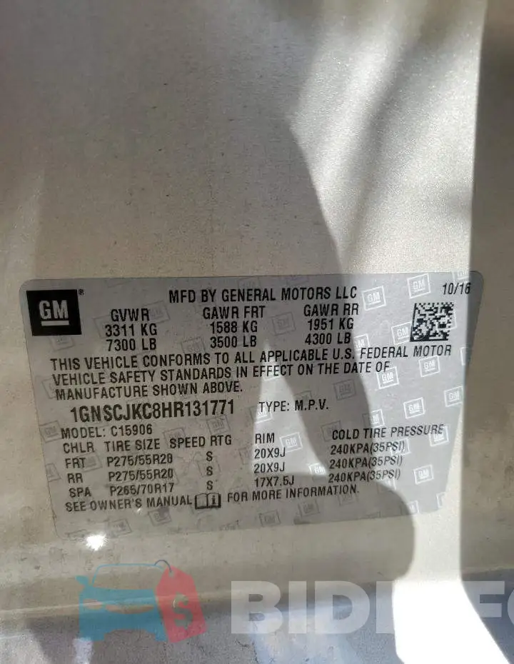 1GNSCJKC8HR131771 Photo# 14