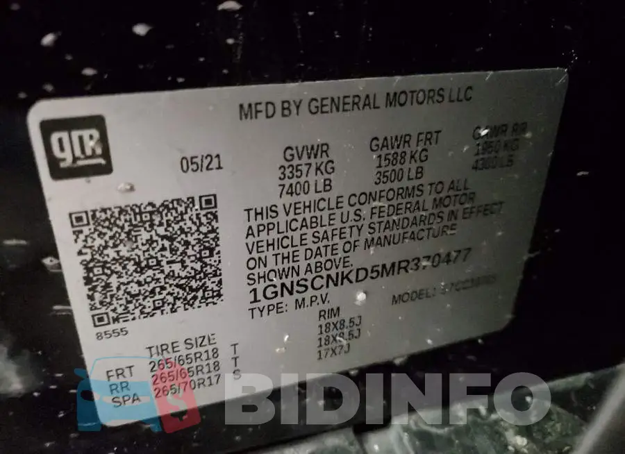 1GNSCNKD5MR370477 Photo# 13