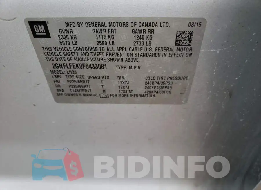 2GNFLFEK0F6433081 Photo# 13