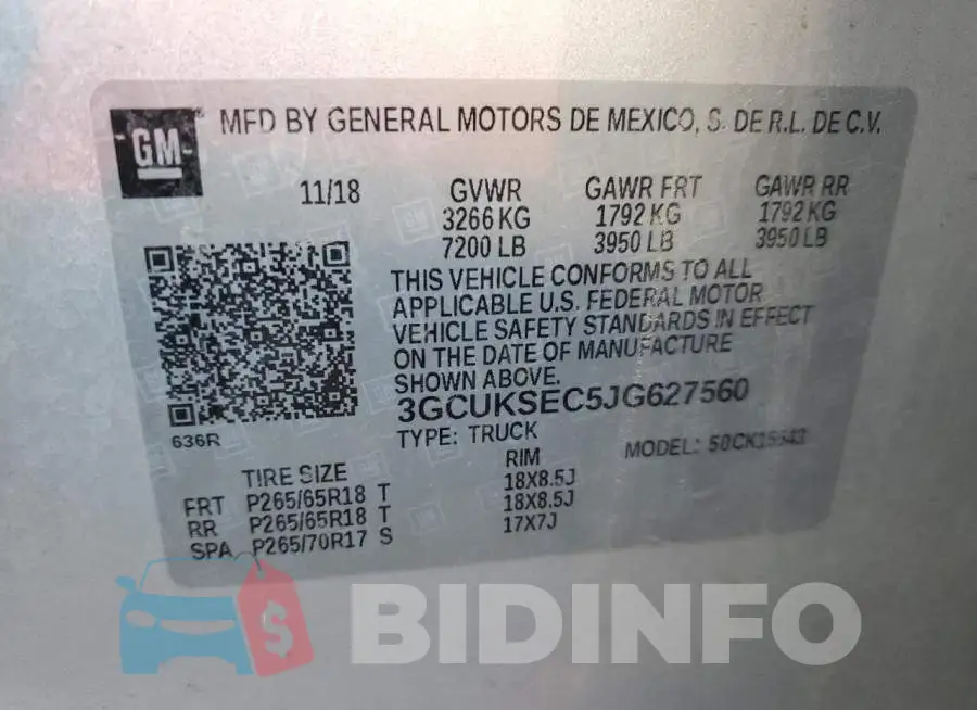 3GCUKSEC5JG627560 Photo# 13