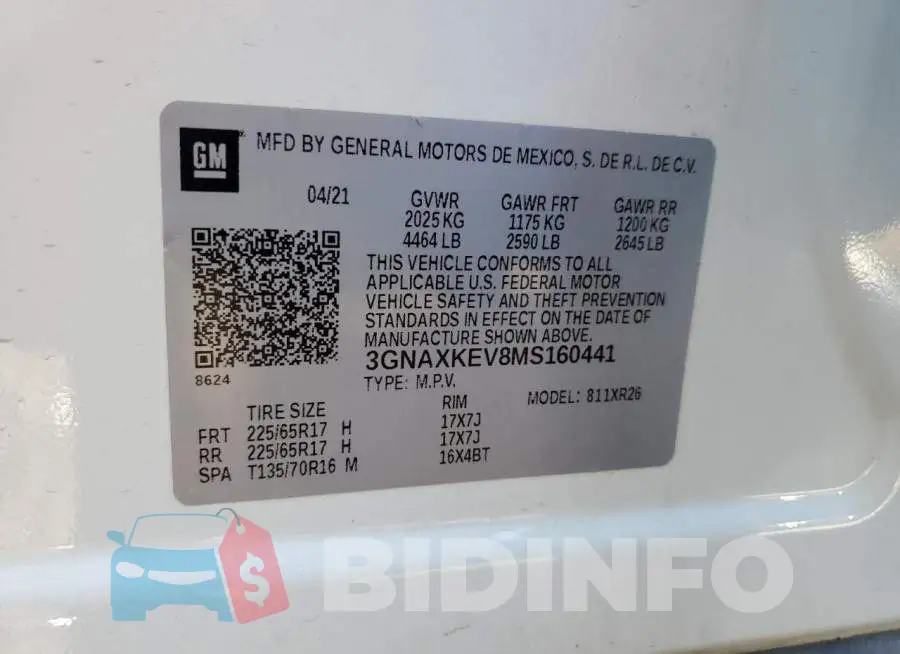 3GNAXKEV8MS160441 Photo# 14