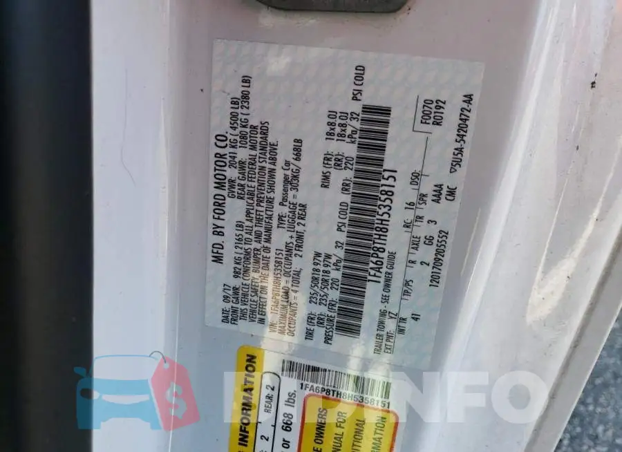 1FA6P8TH8H5358151 Photo# 12