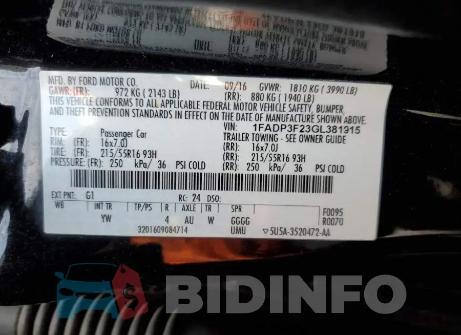 1FADP3F23GL381915 Photo# 12