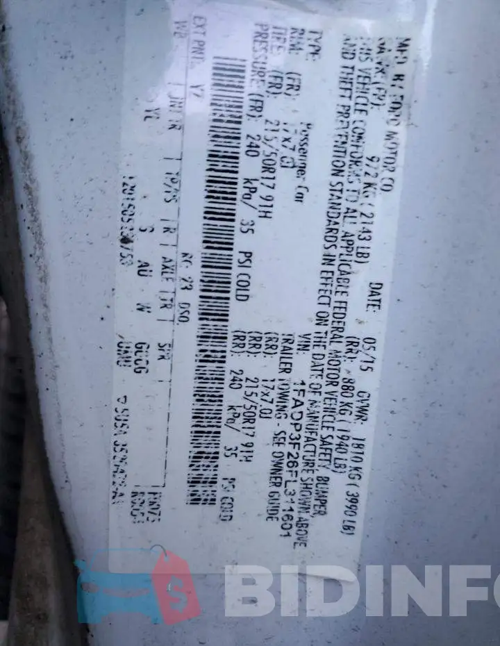 1FADP3F26FL311601 Photo# 12