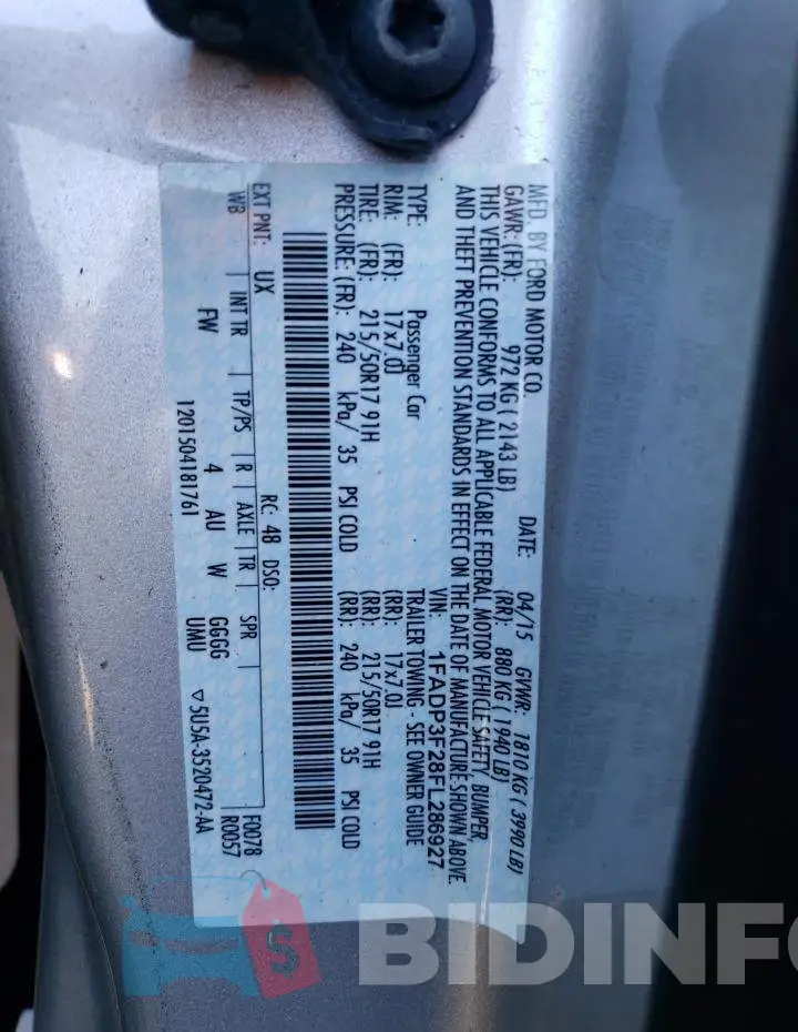 1FADP3F28FL286927 Photo# 12