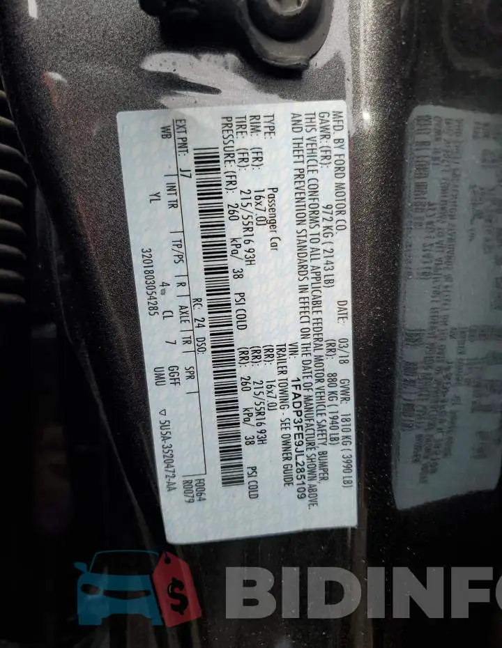 1FADP3FE9JL285109 Photo# 12