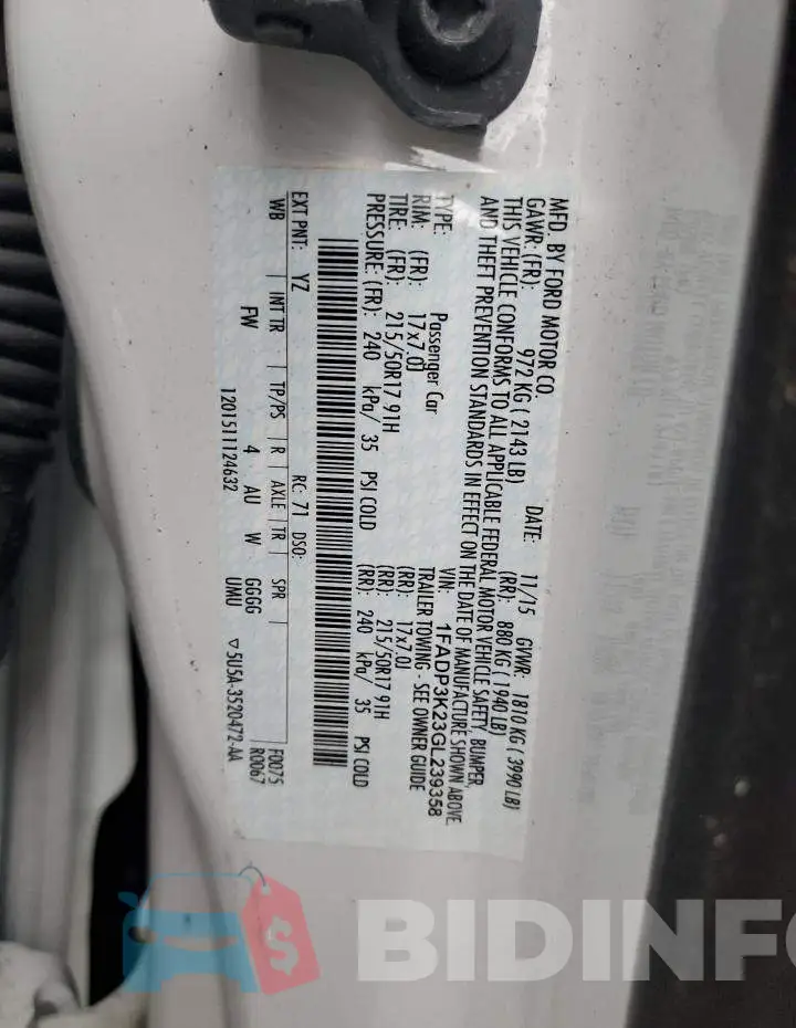 1FADP3K23GL239358 Photo# 12