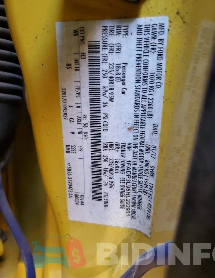 1FADP3L95HL222901 Photo# 12