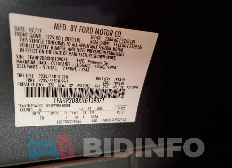1FAHP2D8XHG139071 Photo# 12