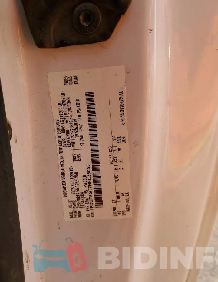 1FDUF5GT7HEE35055 Photo# 12