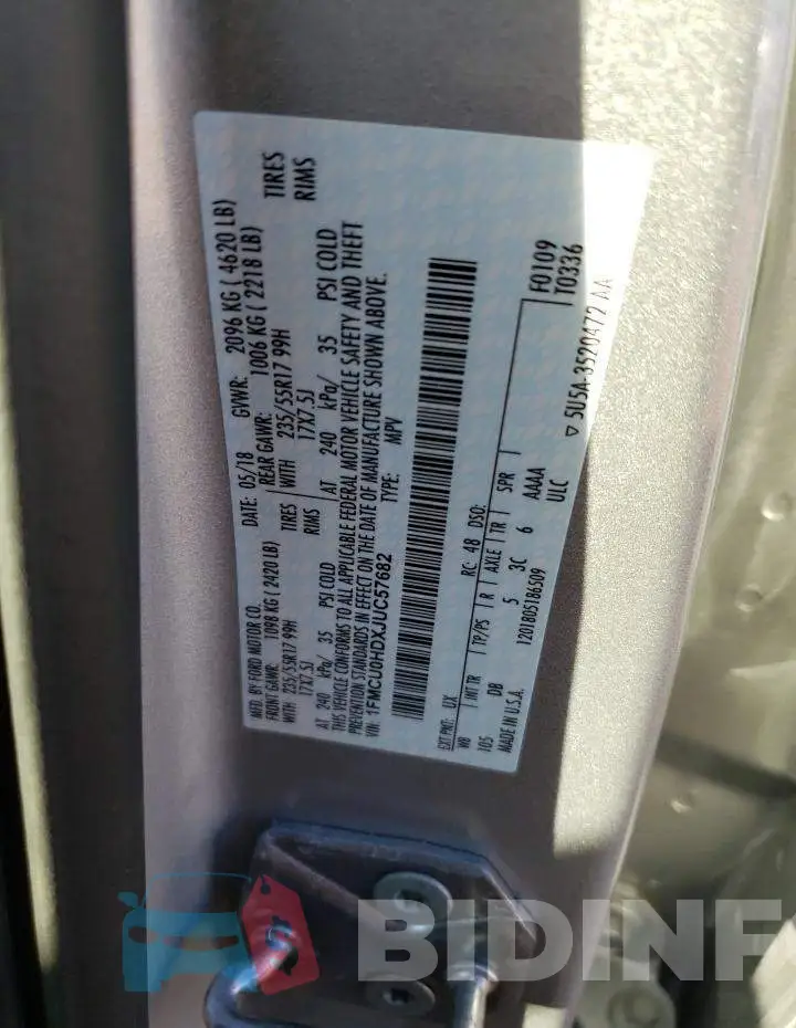 1FMCU0HDXJUC57682 Photo# 13