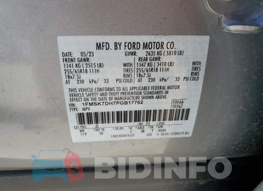 1FMSK7DH7PGB17762 Photo# 13