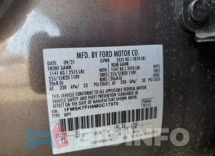 1FMSK7FH9MGC17970 Photo# 13