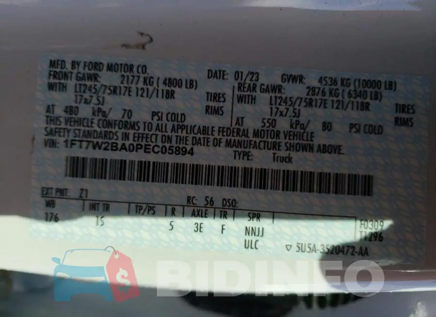 1FT7W2BA0PEC05894 Photo# 12