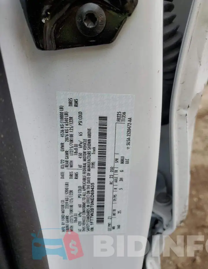 1FT7W2BT0NED69435 Photo# 13