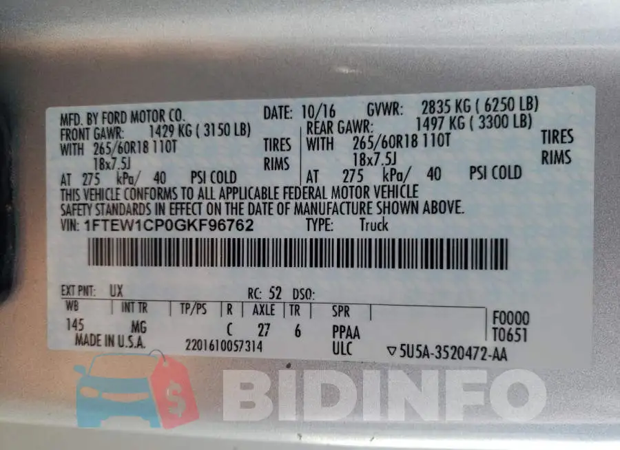1FTEW1CP0GKF96762 Photo# 12