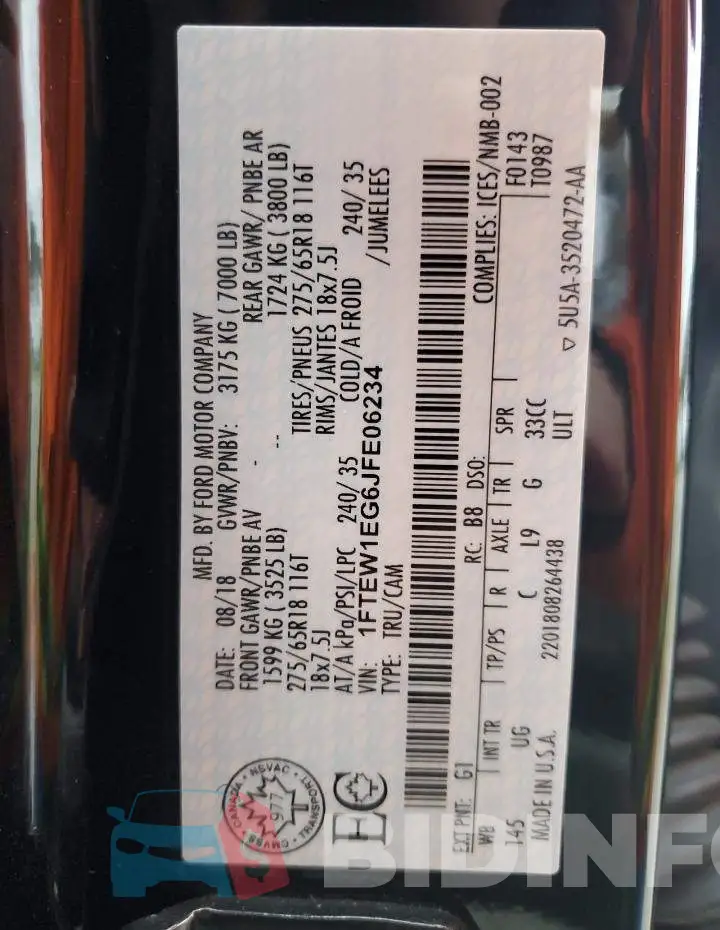 1FTEW1EG6JFE06234 Photo# 12