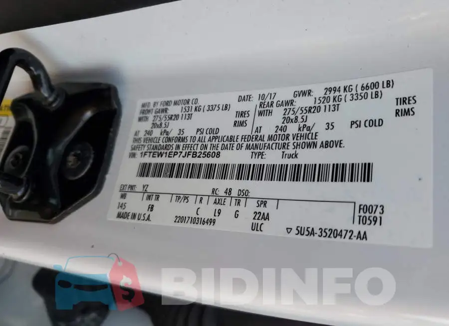 1FTEW1EP7JFB25608 Photo# 12