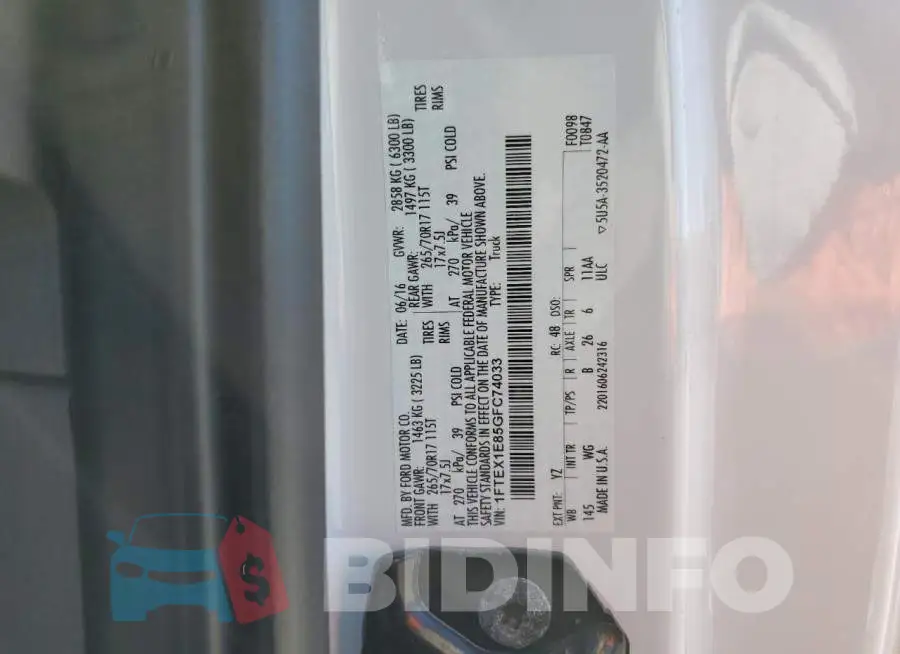 1FTEX1E85GFC74033 Photo# 12