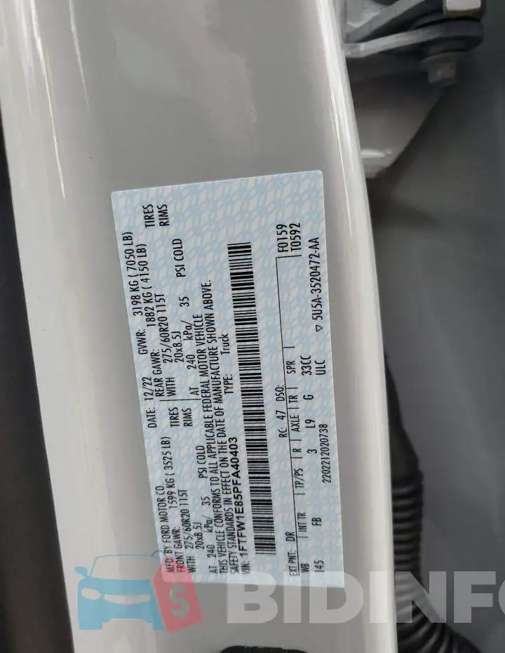 1FTFW1E85PFA40403 Photo# 12