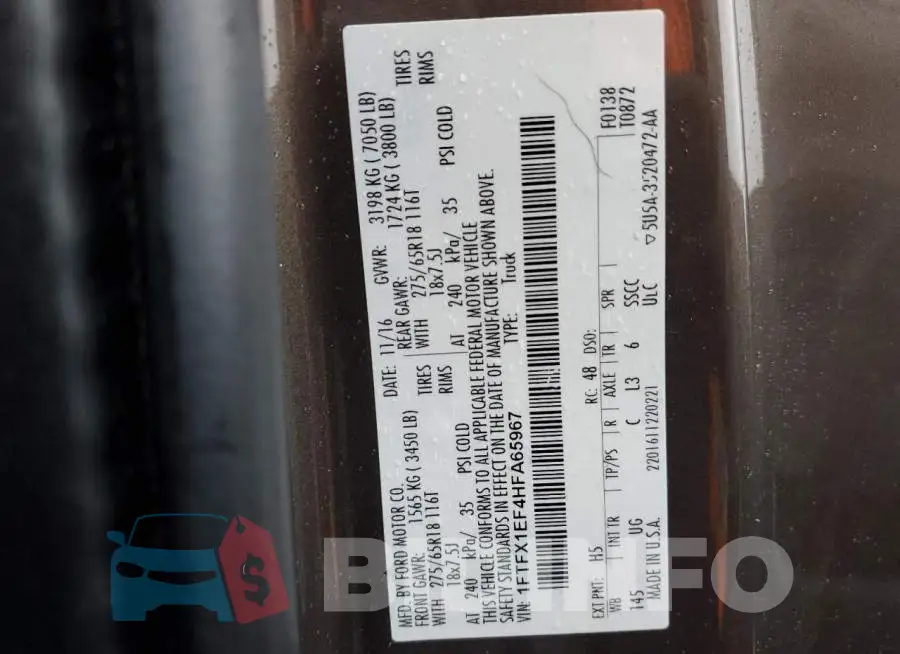 1FTFX1EF4HFA65967 Photo# 12