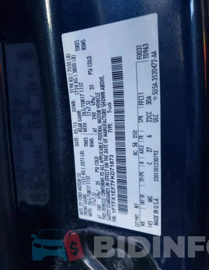 1FTFX1EF7FKD71873 Photo# 12