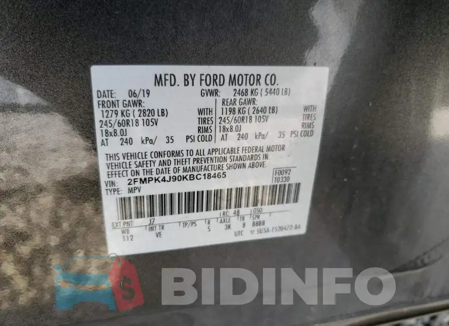 2FMPK4J90KBC18465 Photo# 12
