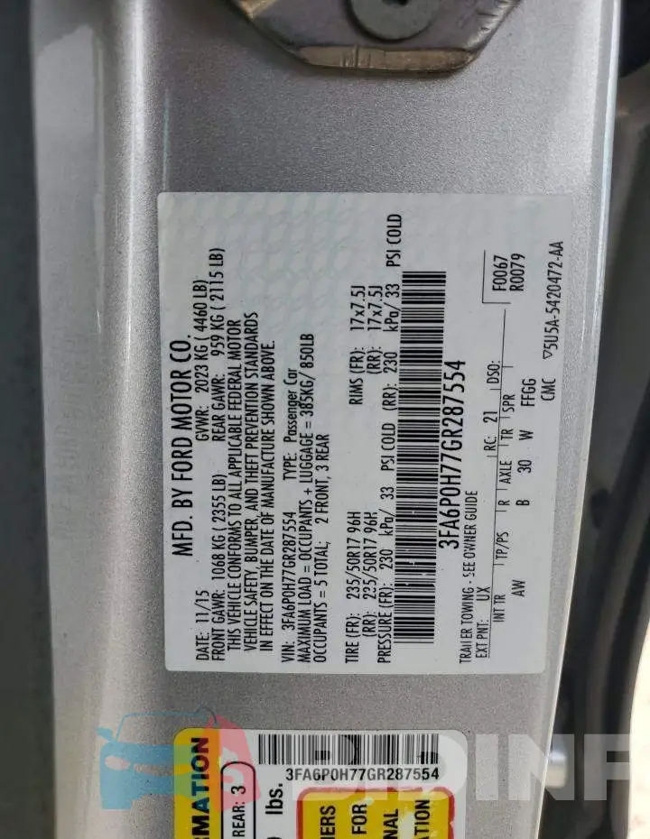 3FA6P0H77GR287554 Photo# 12