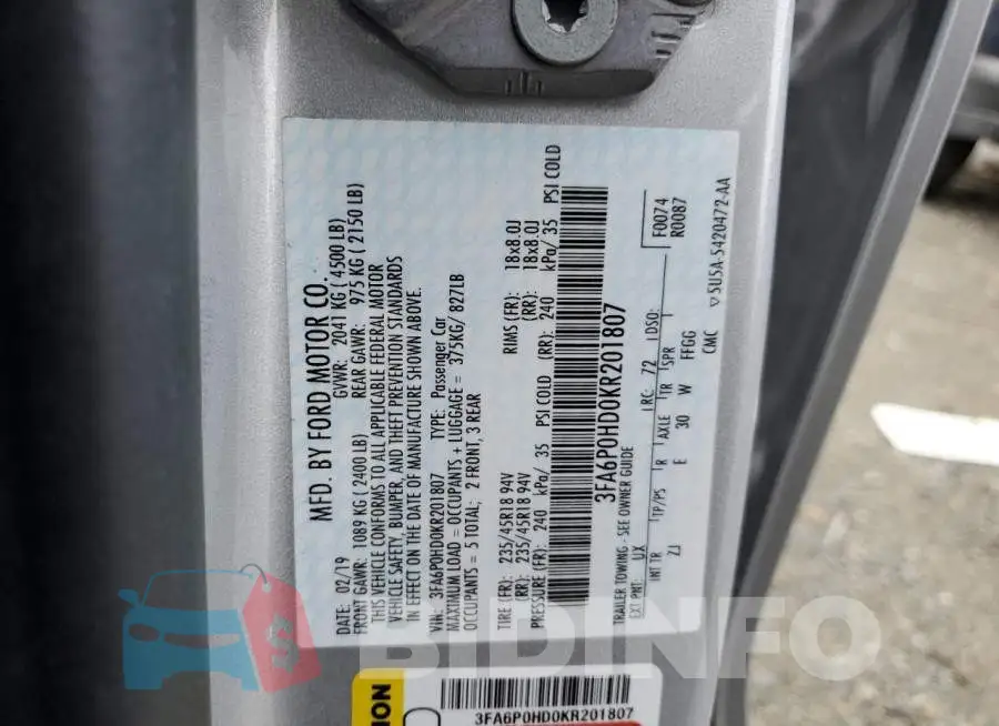 3FA6P0HD0KR201807 Photo# 12