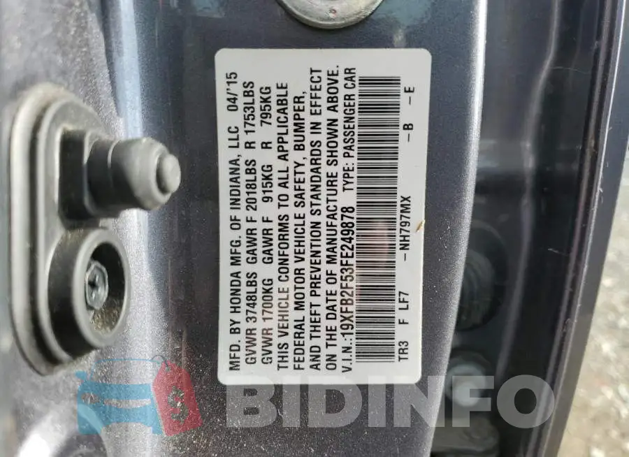 19XFB2F53FE249878 Photo# 12