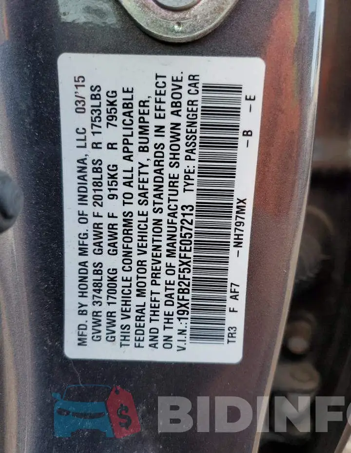 19XFB2F5XFE057213 Photo# 12