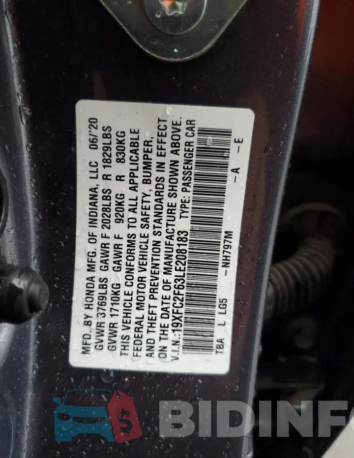 19XFC2F63LE208183 Photo# 12