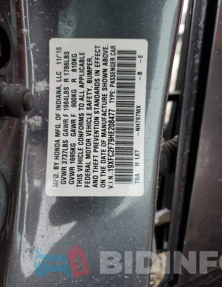 19XFC2F79HE208477 Photo# 13
