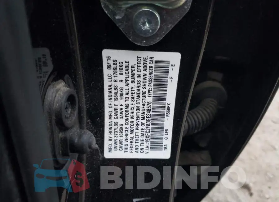 19XFC2F83GE248576 Photo# 12
