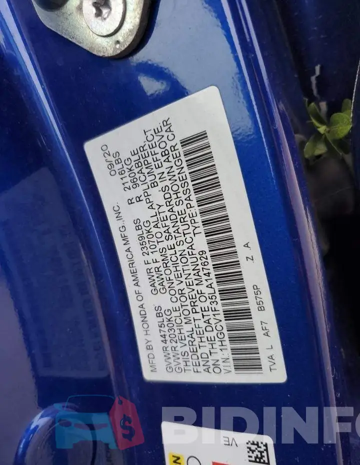 1HGCV1F35LA147629 Photo# 12
