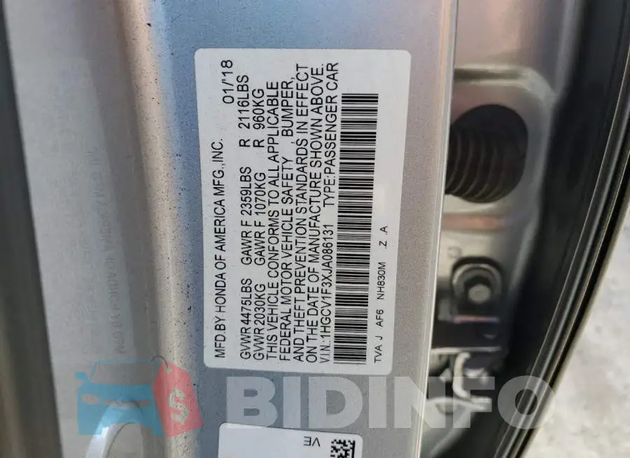 1HGCV1F3XJA086131 Photo# 12