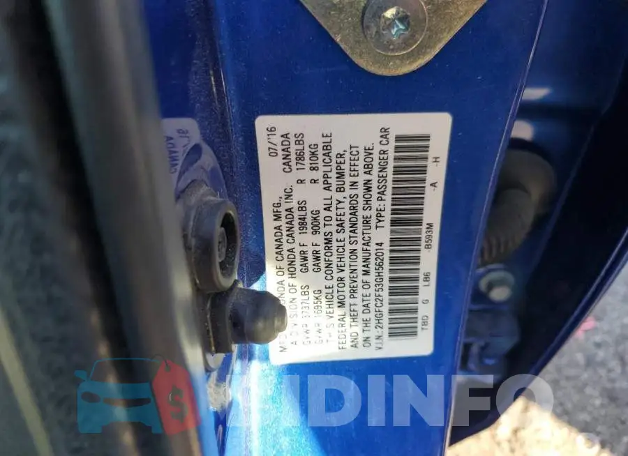 2HGFC2F53GH562014 Photo# 12