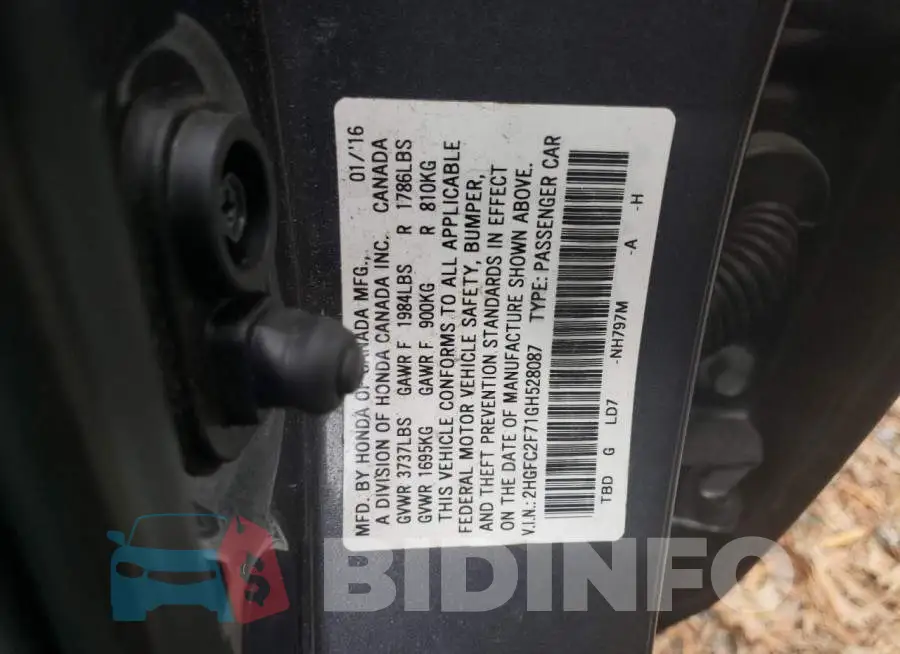 2HGFC2F71GH528087 Photo# 12