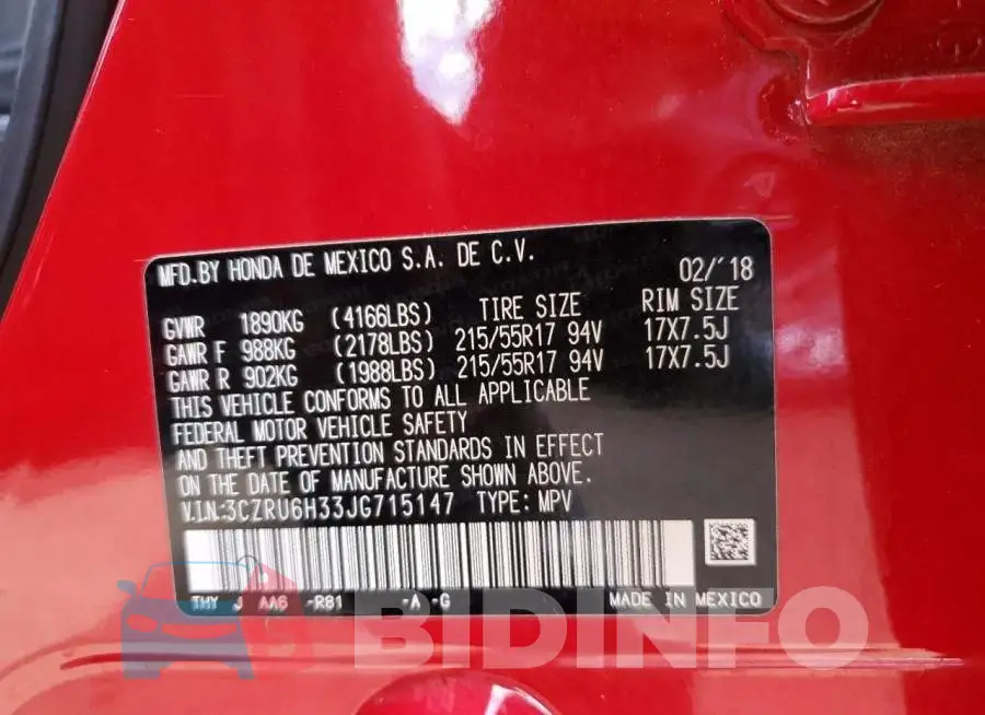 3CZRU6H33JG715147 Photo# 14