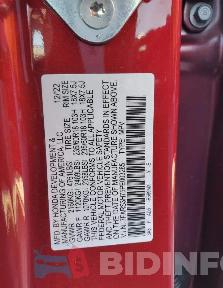 7FARS3H75PE003285 Photo# 13
