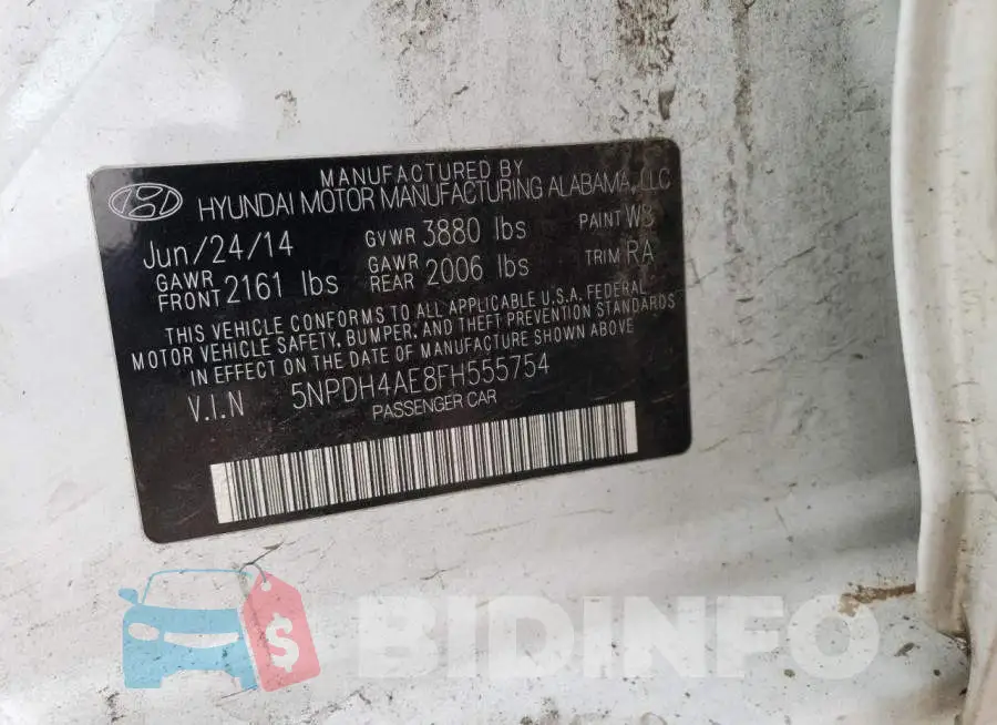 5NPDH4AE8FH555754 Photo# 12
