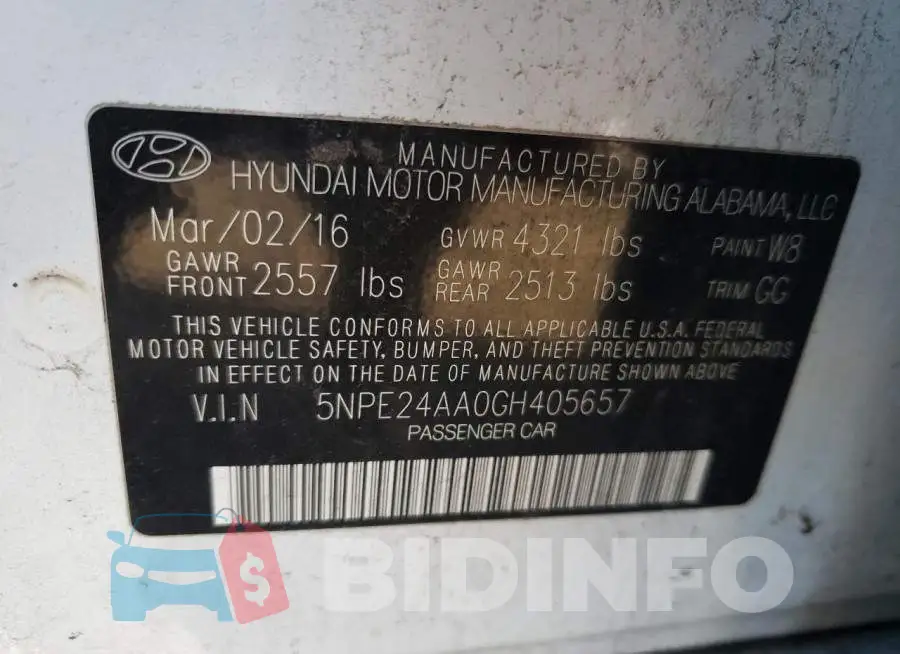 5NPE24AA0GH405657 Photo# 12
