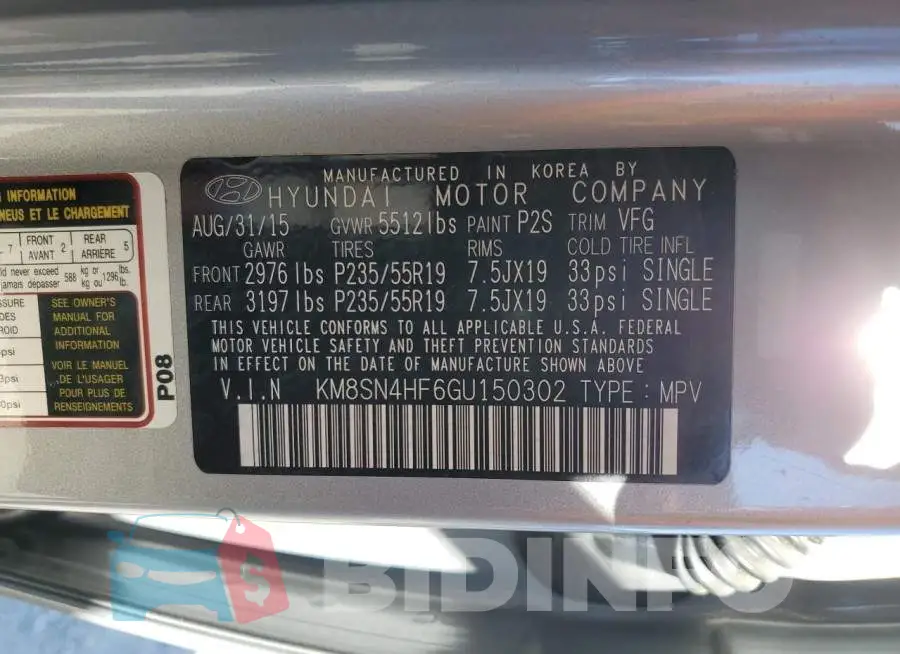 KM8SN4HF6GU150302 Photo# 13