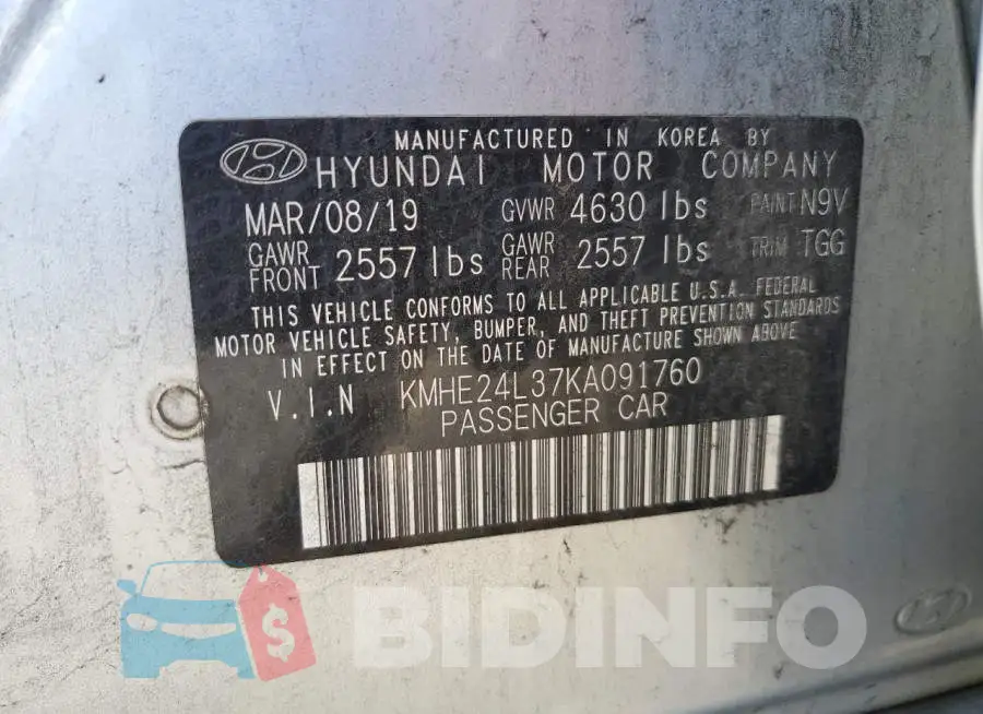 KMHE24L37KA091760 Photo# 12