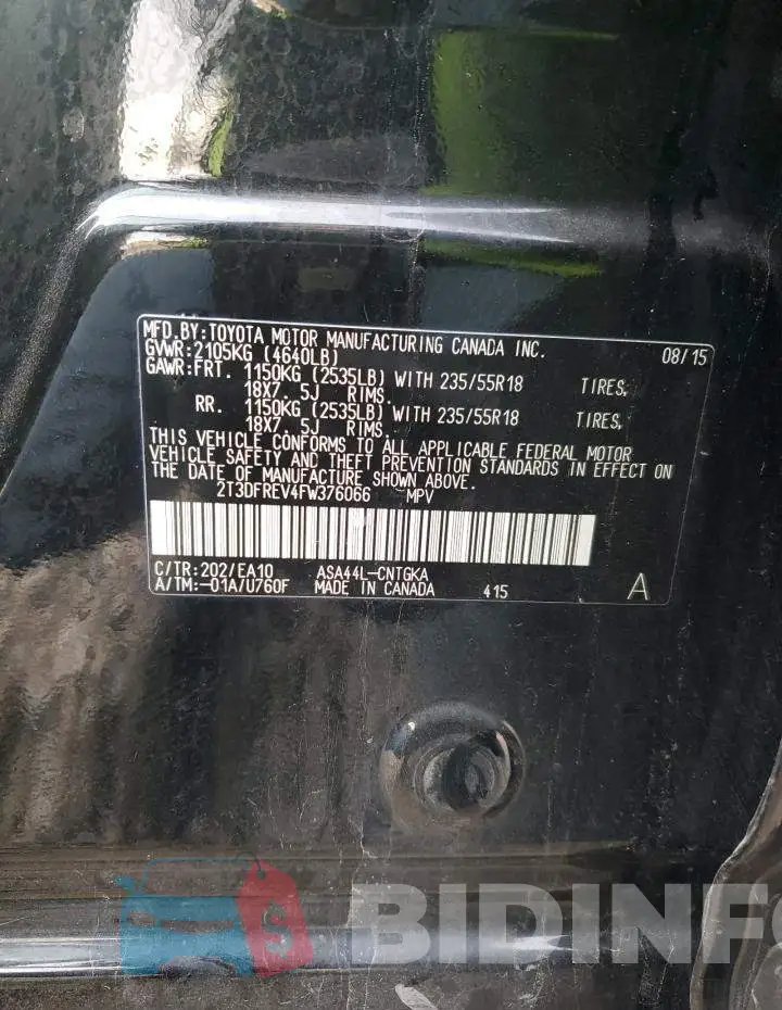 2T3DFREV4FW376066 Photo# 12