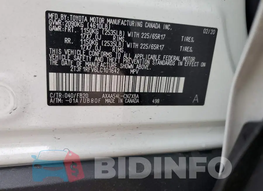 2T3F1RFV6LC101642 Photo# 12