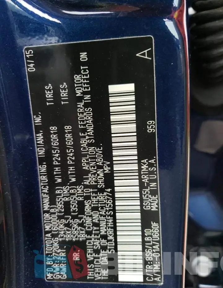 5TDJKRFH4FS156774 Photo# 14