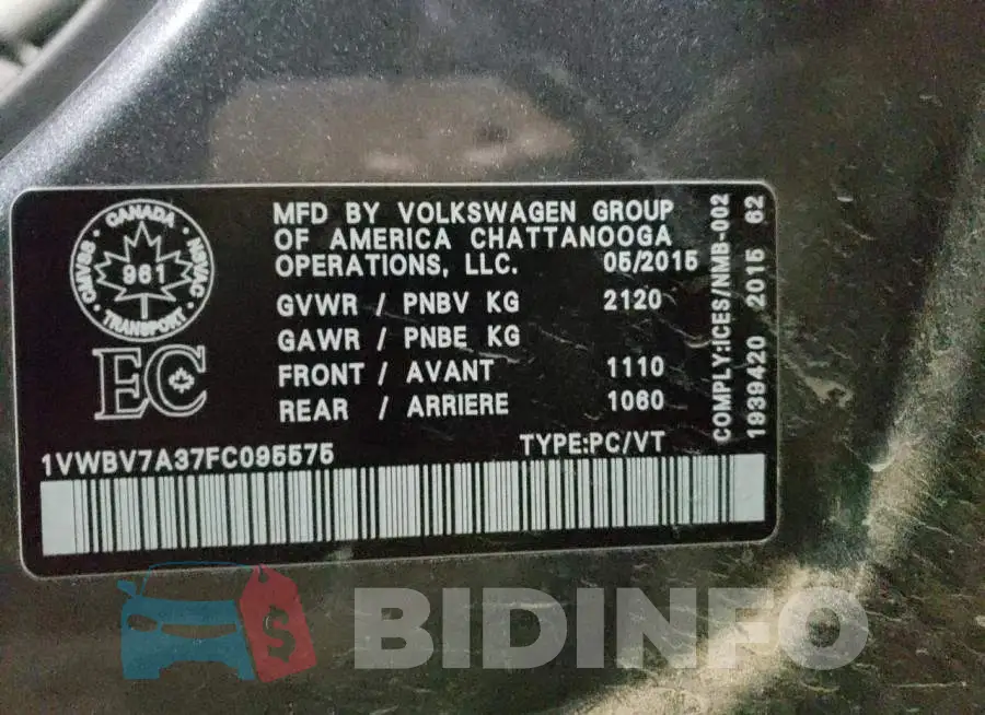 1VWBV7A37FC095575 Photo# 12