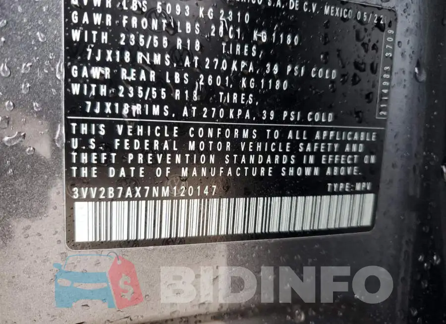 3VV2B7AX7NM120147 Photo# 14