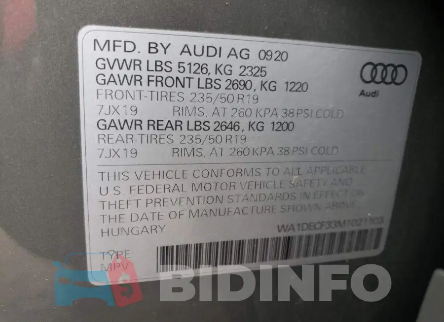 WA1DECF33M1021103 Photo# 12